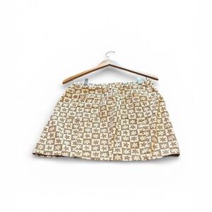 Le Lis Tan and White Patterned Mini Skirt